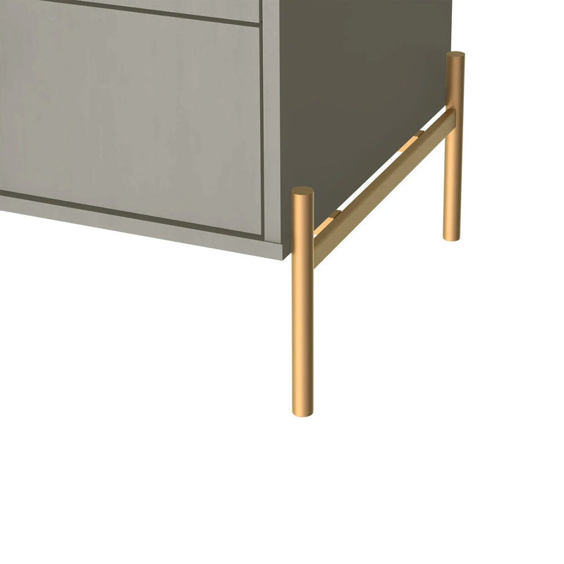 Cômoda c/ 3 Gavetas Jasper 94 cm - Grigio Gloss c/ Dourado